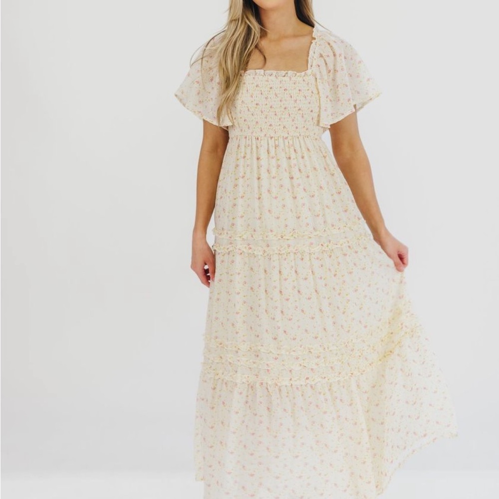 Riley Smocked Floral Print Maxi Dress